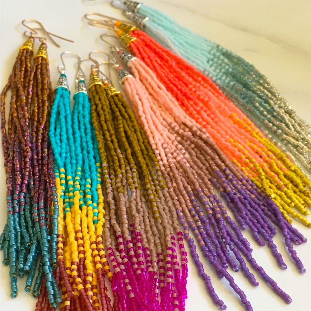 Long beaded tassels earrings